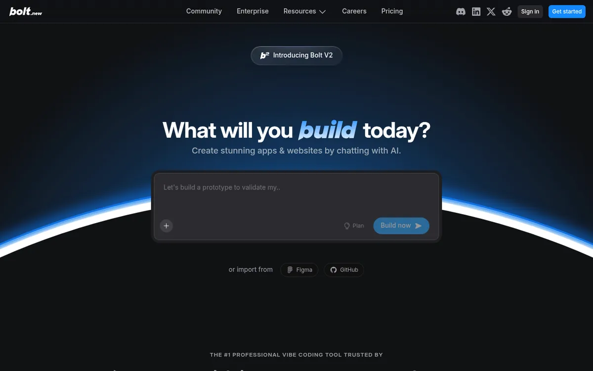 Screenshot of Bolt.new - Bolt.new is an AI-powered app builder that converts natural language descriptions into full-stack ap
