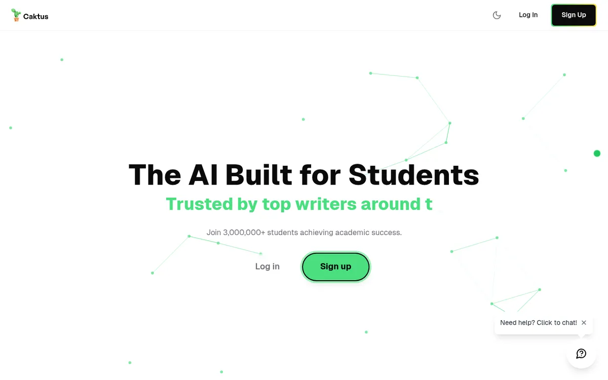 Screenshot of Caktus AI - Transform your academic performance with Caktus AI, the student-focused AI writing assistant that pr