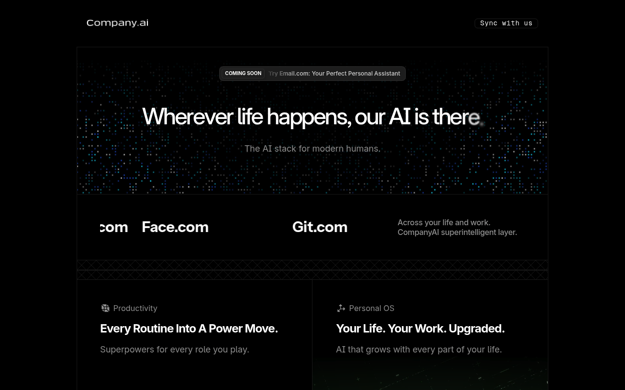 CompanyAI interface screenshot showing the main dashboard