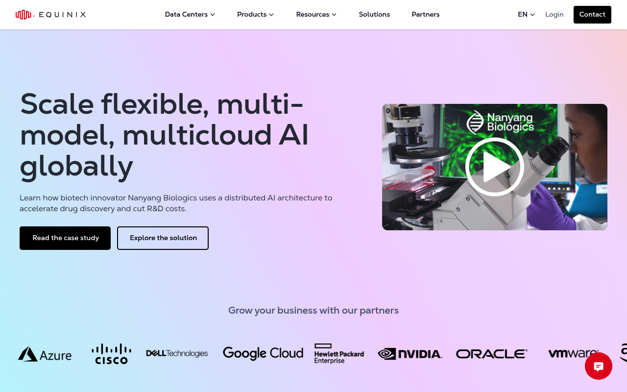 Equinix AI Infrastructure interface screenshot showing the main dashboard