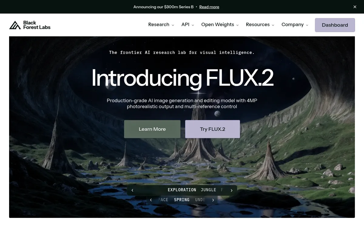 Screenshot of FLUX.1 - Open-source image model from former Stability AI researchers. High quality with efficient generation