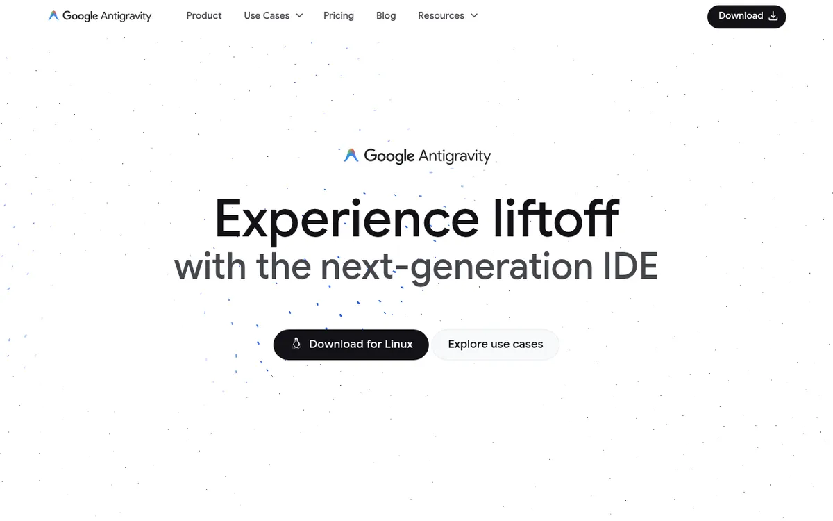 Screenshot of Google Antigravity - Google Antigravity is an AI-powered IDE with agent-first collaboration that enables developers to de