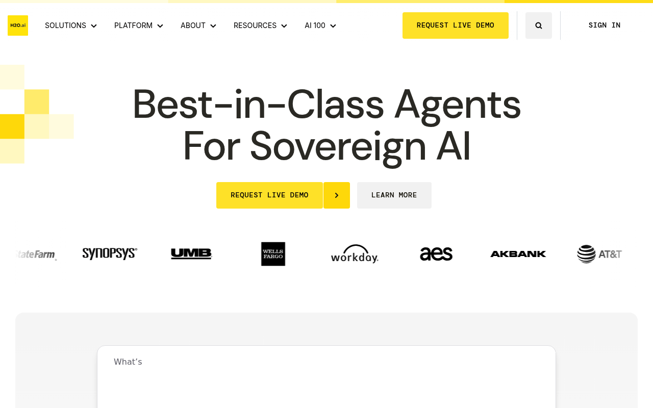 H2O.ai interface screenshot showing the main dashboard