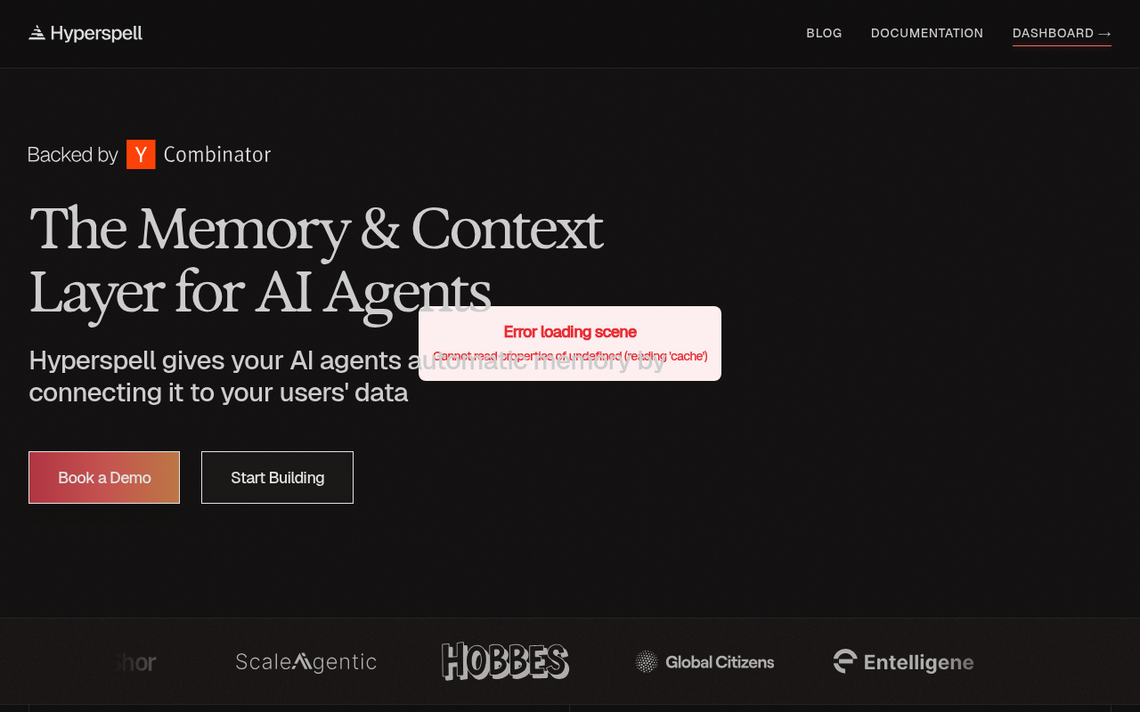 Hyperspell interface screenshot showing the main dashboard