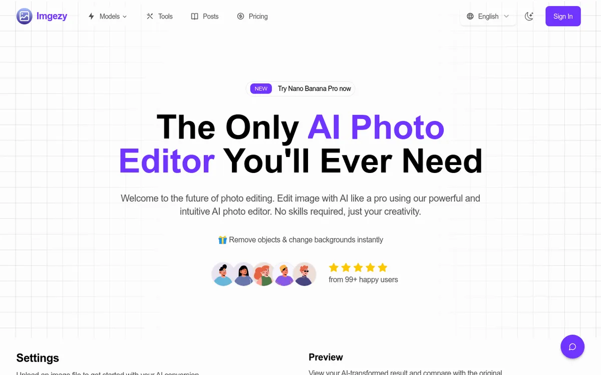 Imgezy interface screenshot showing the main dashboard