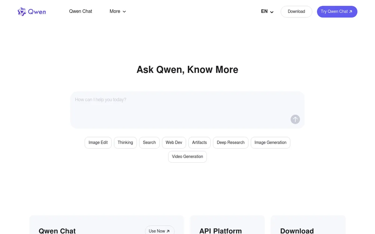 Screenshot of Qwen 3 - Alibaba's flagship AI model supporting 119+ languages with advanced reasoning and hybrid thinking mo