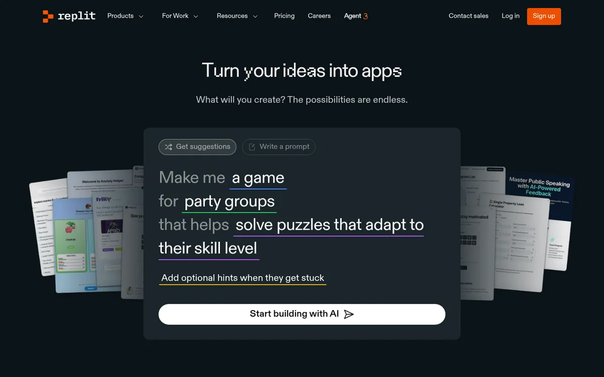 Screenshot of Replit AI - AI-powered online IDE that can build and deploy apps from natural language descriptions.