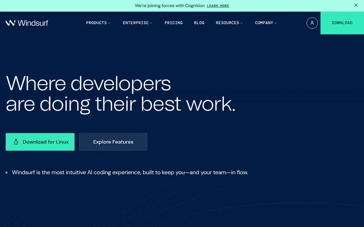 Screenshot of Windsurf - Windsurf is an AI-powered coding assistant and IDE that offers intelligent autocomplete, code genera